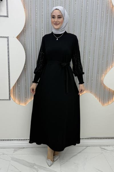 Arşin Taşlı Elbise Siyah