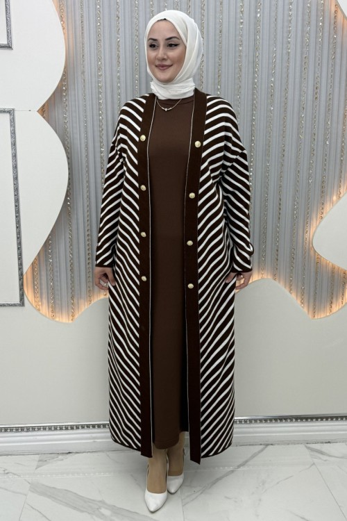 Hürrem Elbiseli Hırka Kahverengi
