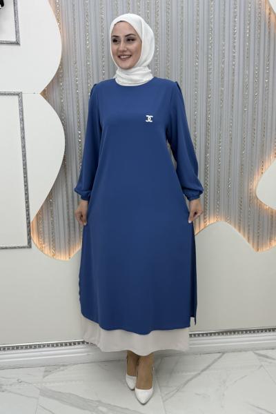 Katarina çift katlı elbise Mavi