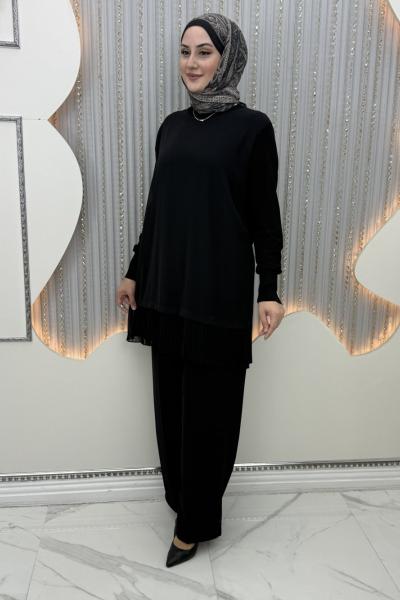 Şifon Sandy tunik  Siyah