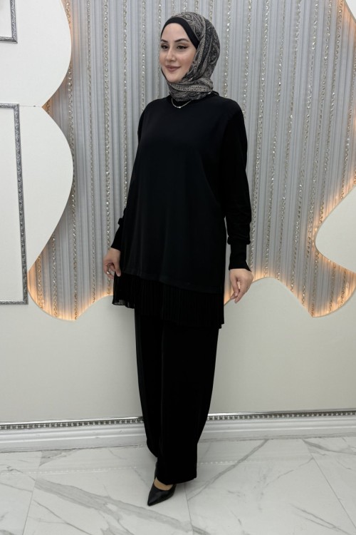 Şifon Sandy tunik  Siyah