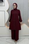 Çift taraf taşlı takım  Bordo