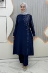 Yakut Taşlı Takım Lacivert