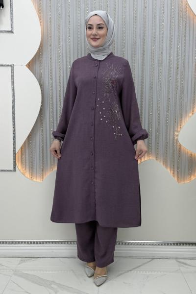 Duha taşlı takım Mürdüm
