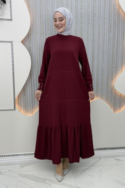 Vira elbise Bordo