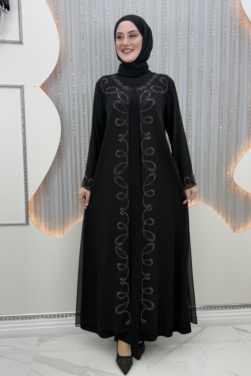 Mücevher elbiseli hırka Siyah