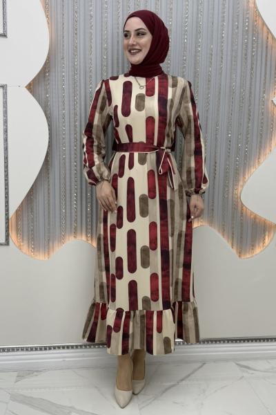 Damla elbise Bordo