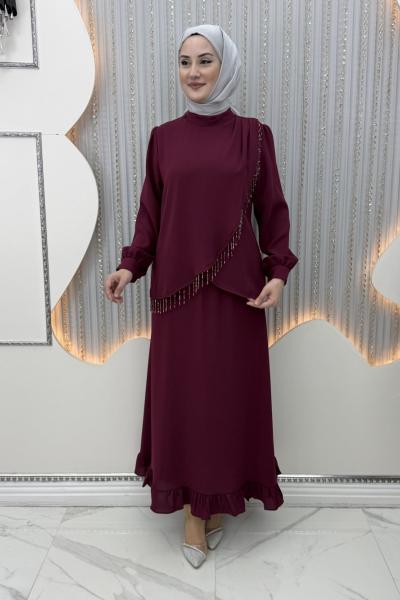 Nazik etekli takım Bordo