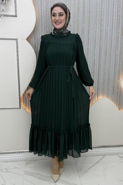 Peri Şifon Elbise Zümrüt