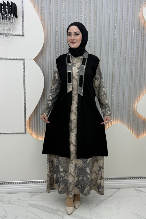 Mehra Elbiseli Hırka Siyah