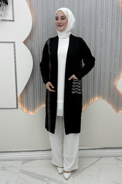 Zikzak Hırka Siyah
