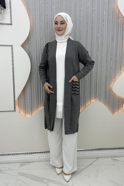 Zikzak Hırka Gri