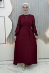 Arşin Taşlı Elbise Bordo