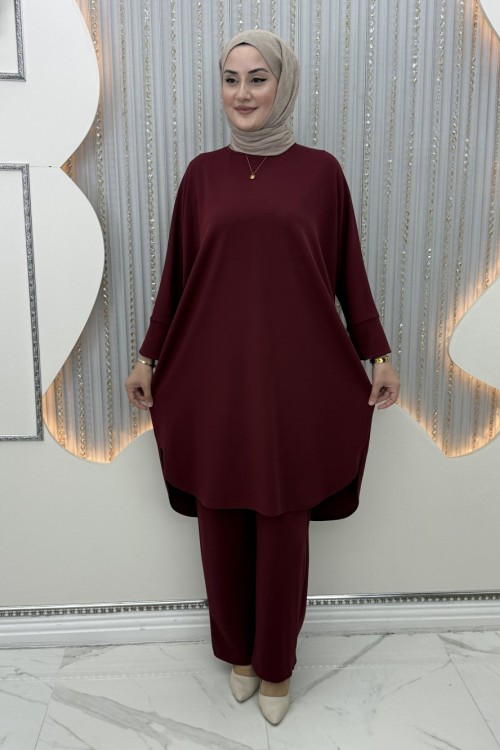 Şehzade pantolonlu takım Bordo