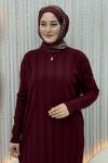 Aura Triko Elbise Bordo