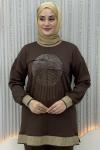 Hilal Pantolonlu Takım Kahverengi