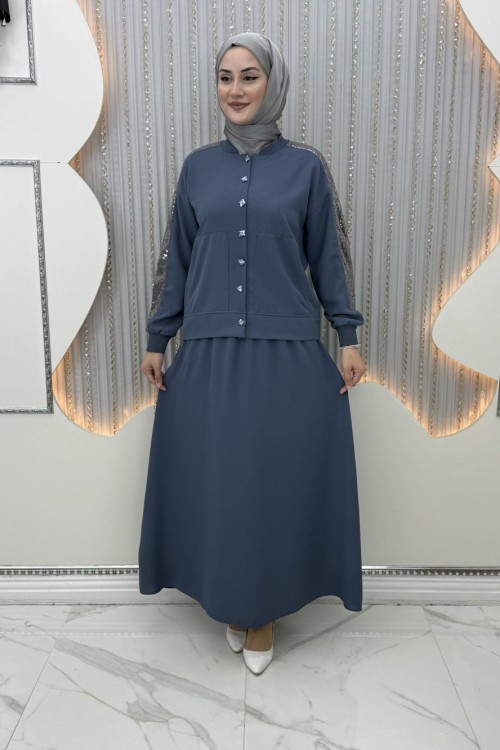 Elara Etekli Takım Gri