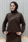 Nilda etekli takım Kahverengi