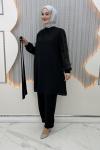 Minimal Pantolonlu Takım Siyah