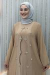 Salkım Elbiseli Hırka Krem